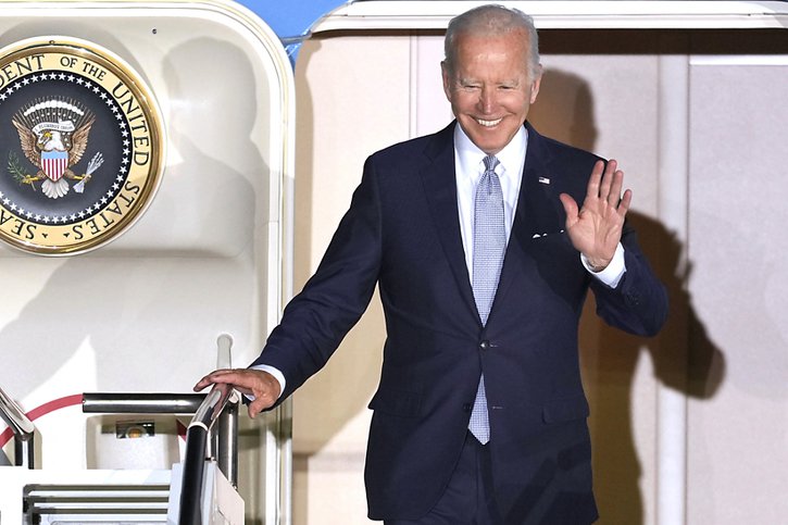 Le président américain Joe Biden est arrivé samedi soir à Munich pour le sommet du G7, qui commence dimanche. © KEYSTONE/AP/Markus Schreiber