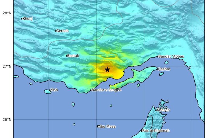 Le séisme est survenu à 100 kilomètres au sud-ouest du port de Bandar Abbas, selon l'USGS. © KEYSTONE/EPA/USGS HANDOUT
